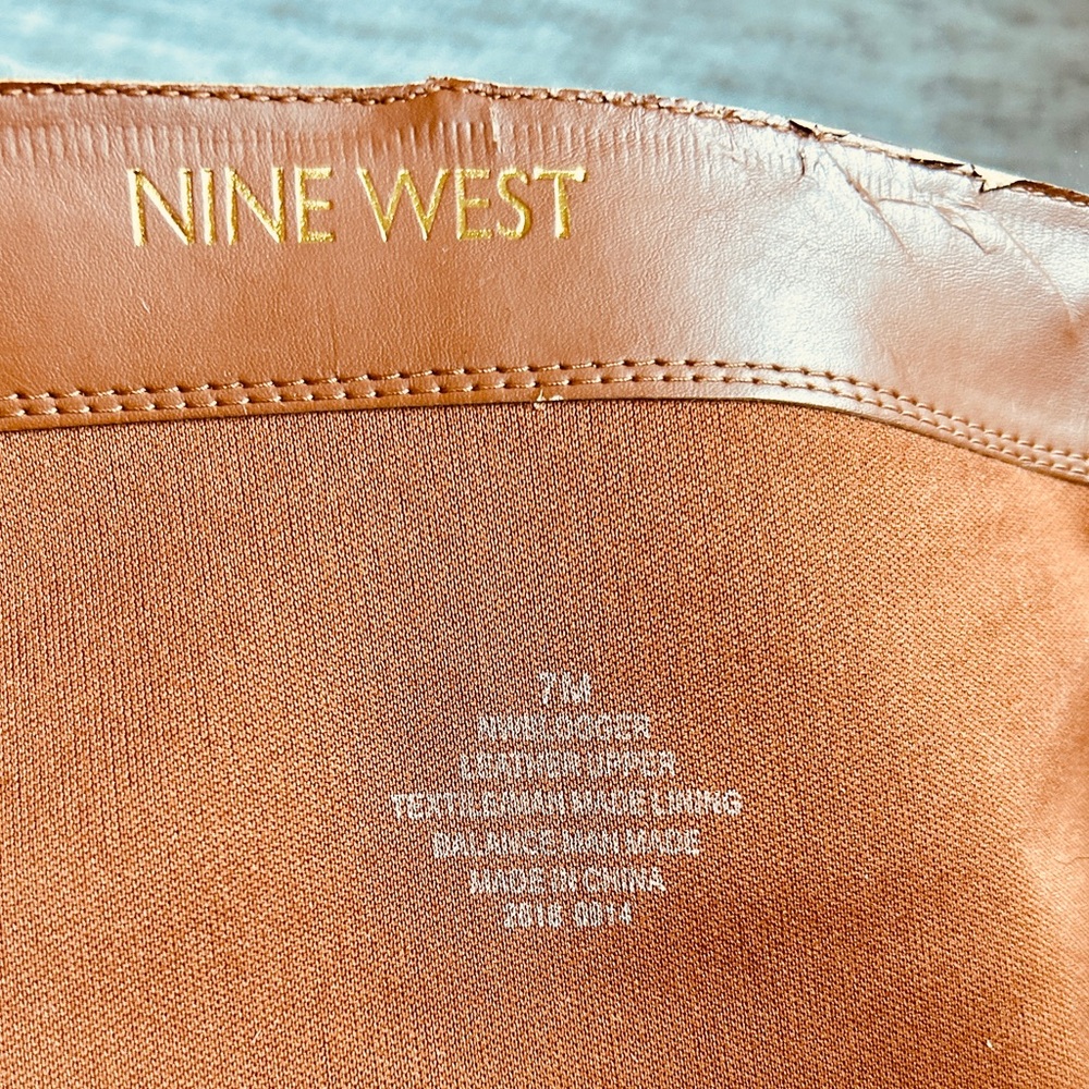 Nine West Blogger Tall Cognac Leather Zippered Riding Boots Size 7 - Picture 14 of 15